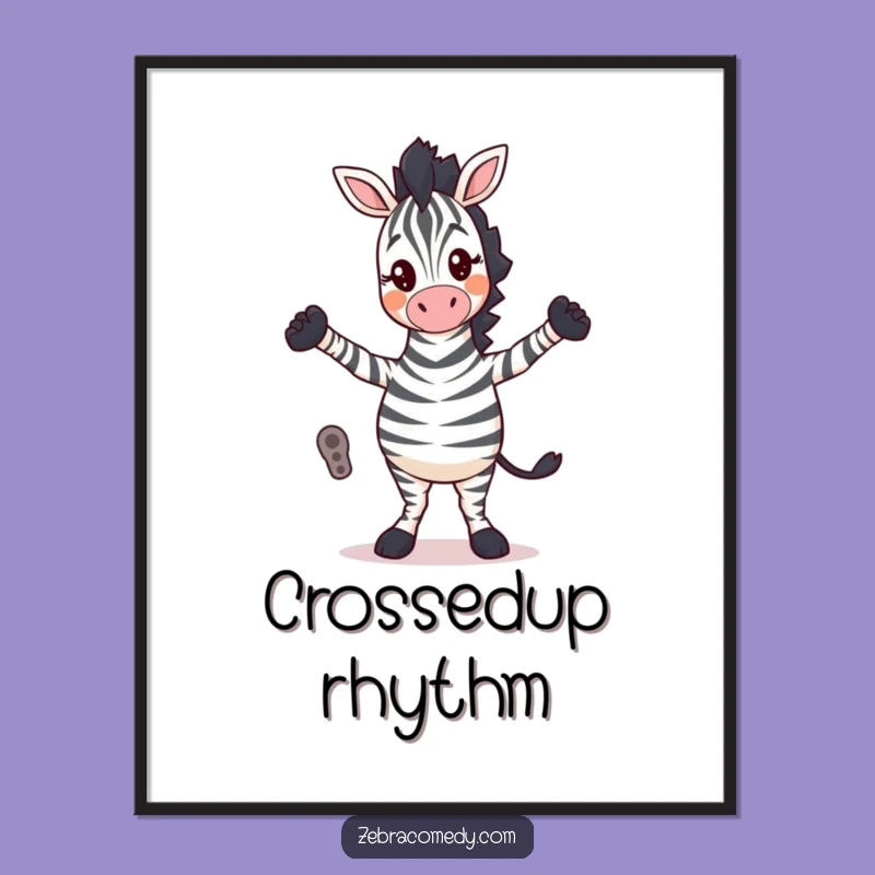 Funny Cross-Legged Zebra Poster: Hilarious Dance Art for Your Walls