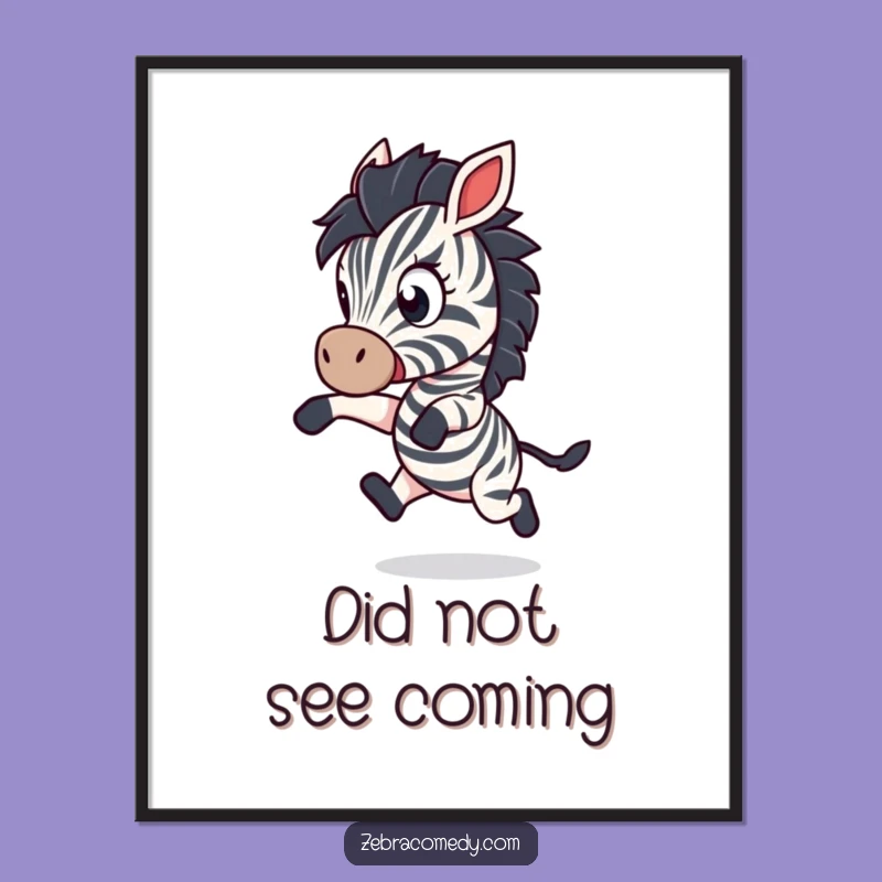 Funny Startled Zebra Poster: Hilarious Wall Art of Playful Shock