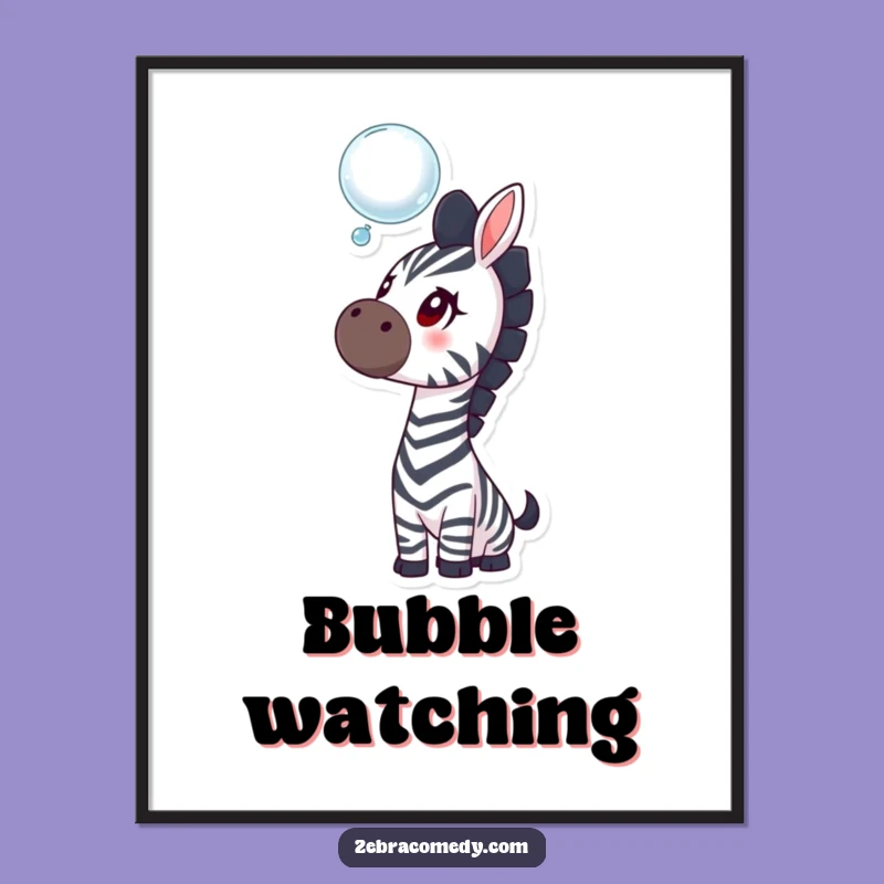 Funny Curious Zebra Poster, Whimsical Wall Art for a Cheerful and Funny Home