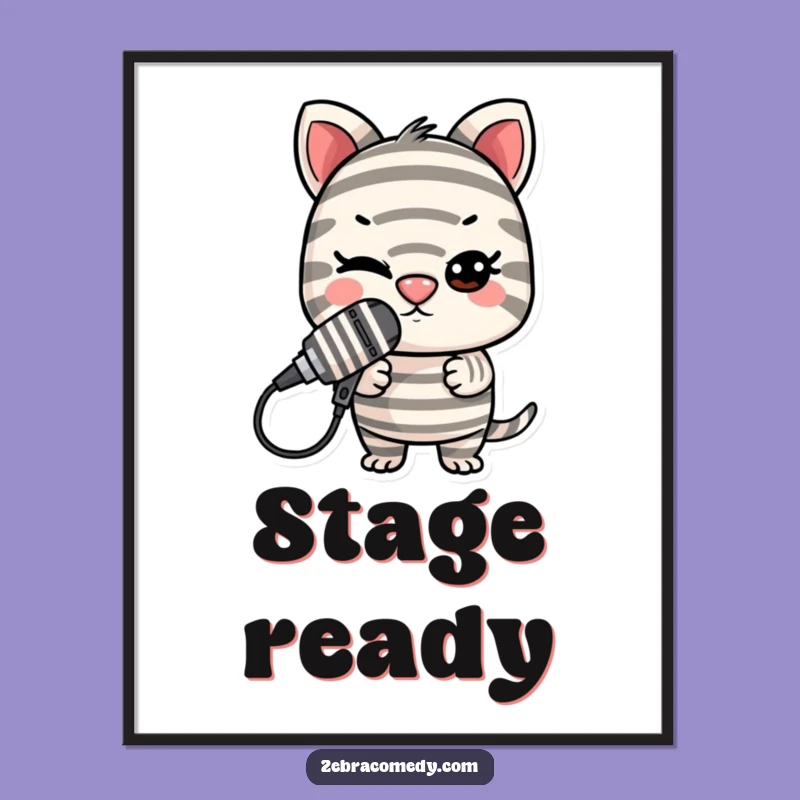 Funny Striped Microphone Poster: Stage-Worthy Wall Art for Performers