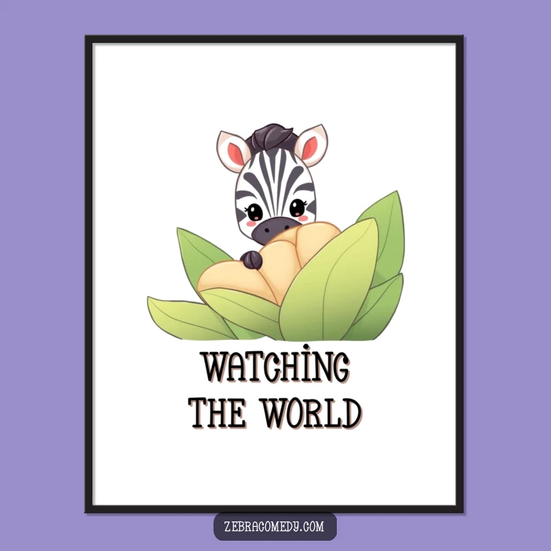 Funny Zebra Hiding Poster: Whimsical Wall Art, A Delightful Funny Gift for Any Room