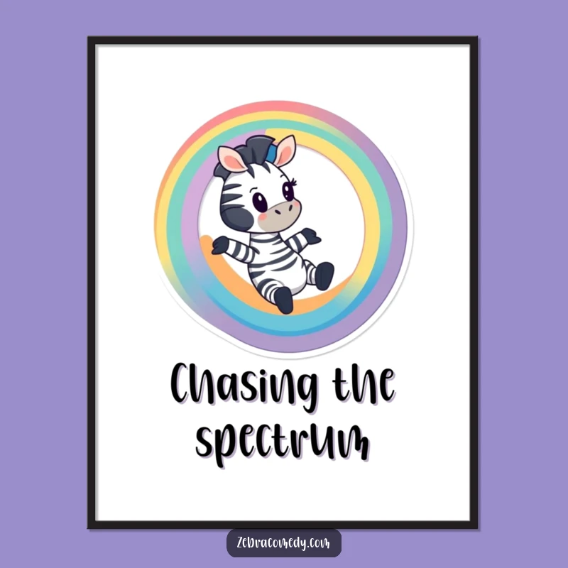 Funny Zebra Rainbow Slide Poster: Vibrant Wall Art, Cartoon Whimsy, Perfect Gift