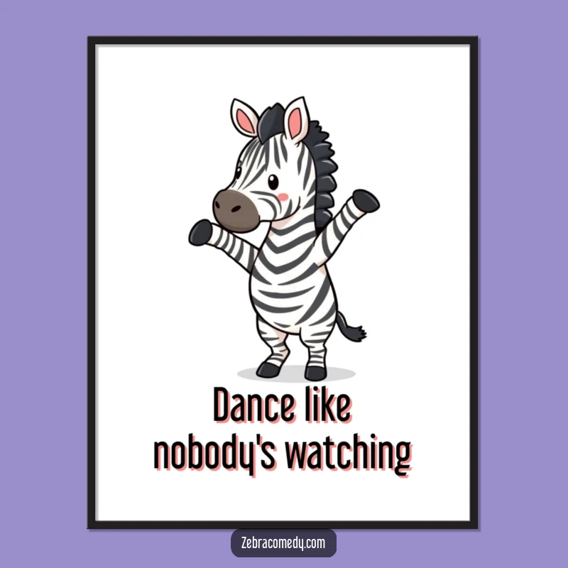 Funny Zebra Silly Dance Poster - Energetic Cartoon Wall Art