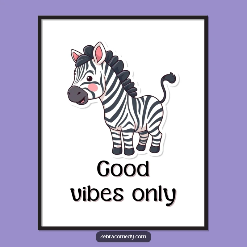Funny Wavy Stripe Zebra Poster - Vibrant Wall Art with Happy Tail Wiggle