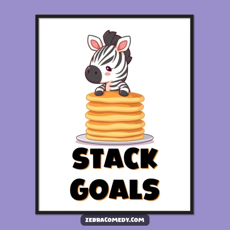 Funny Tiny Zebra Pancake Poster, Breakfast Art for a Hilarious and Funny Kitchen