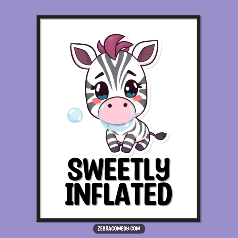 Funny Zebra Bubble Poster - Cheerful Character Wall Art