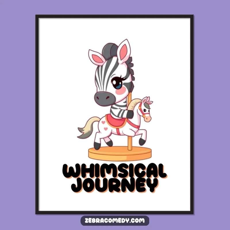 Funny Zebra Poster: Carousel Magic Art, Perfect Humorous Decor Gift!