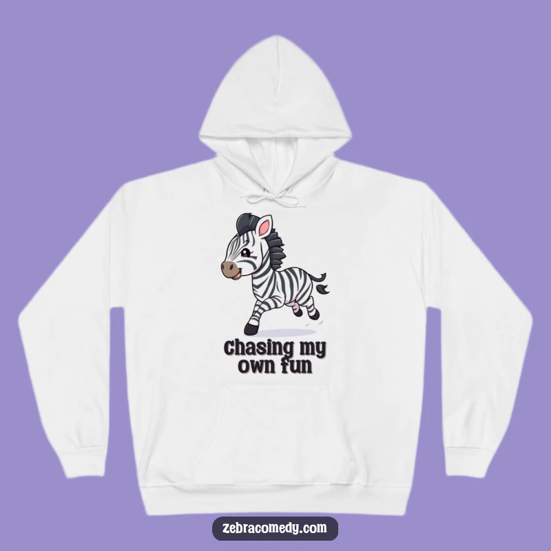 Cozy Funny Zebra Cub Galloping Hoodie: Warm Joyful Animal Gift