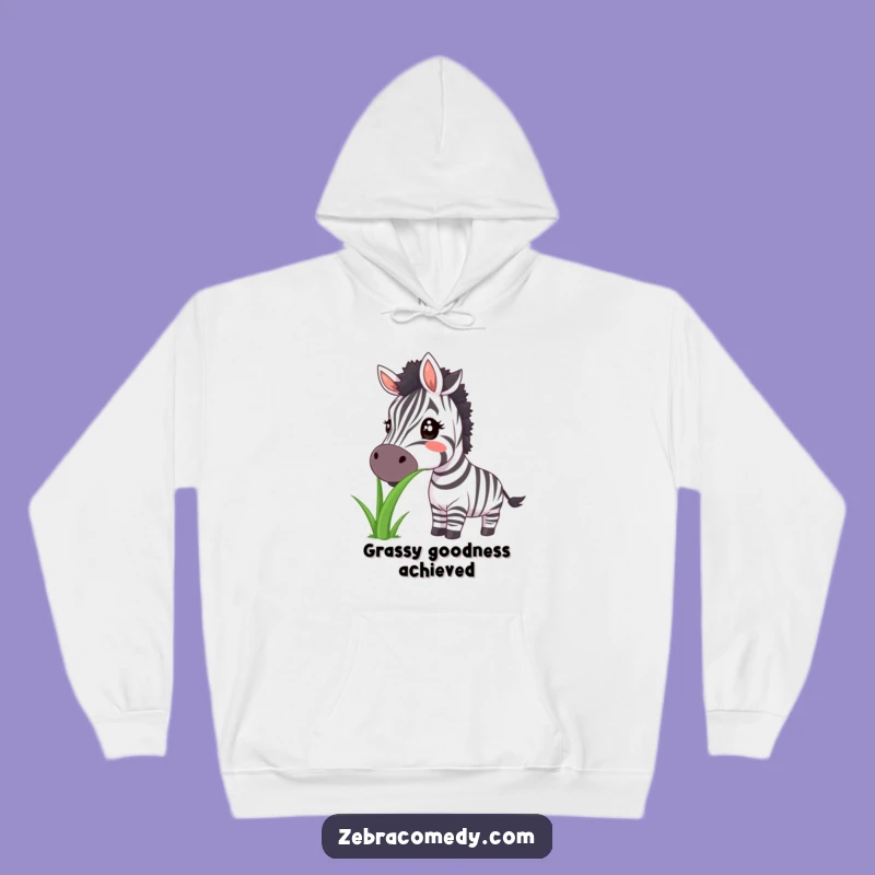 Funny Zebra Big Smile Grass Hoodie - Cozy Fun & Happy Vibes