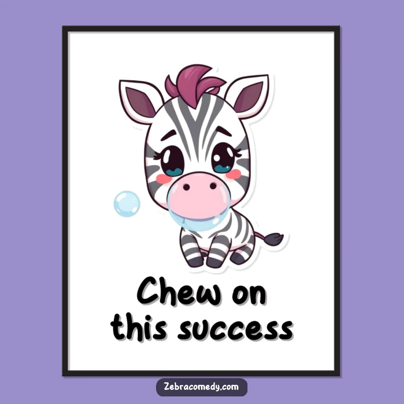 Free Printable Wall Art: Cheerful Zebra Blowing Bubble - Downloadable Whimsical Decor
