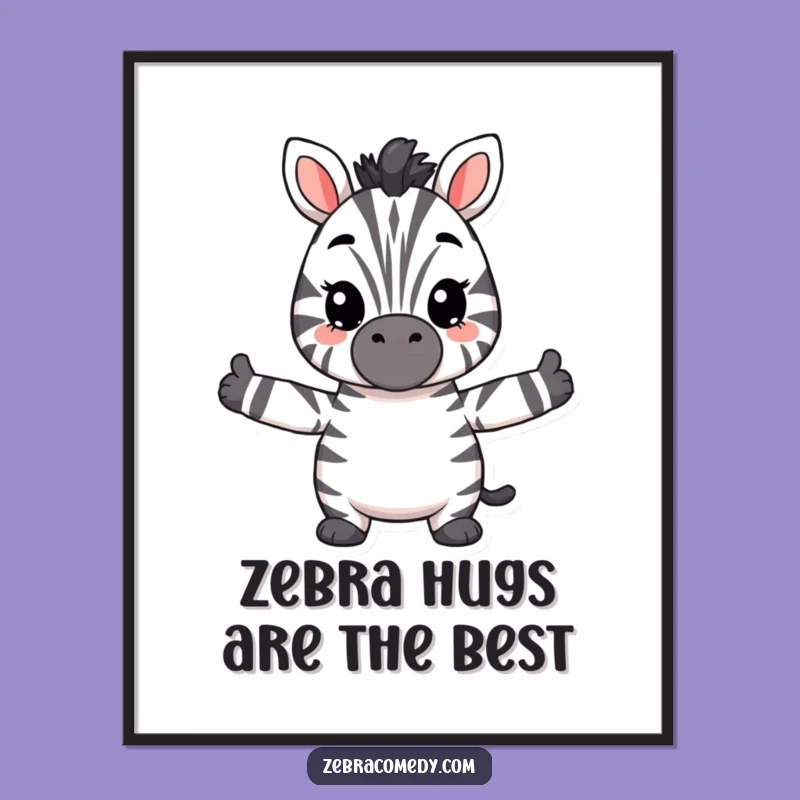 Cozy Free Printable Wall Art: Fuzzy Zebra Hugs Theme Downloadable Decor