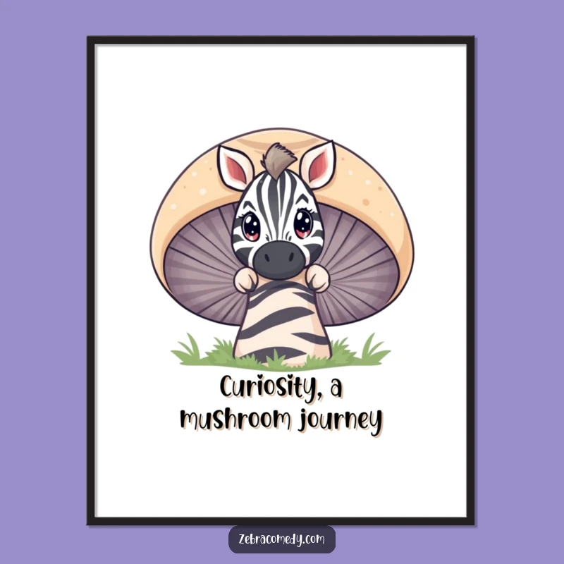 Funny Free Printable Wall Art: Zebra Mushroom Peek - Whimsical Downloadable Art