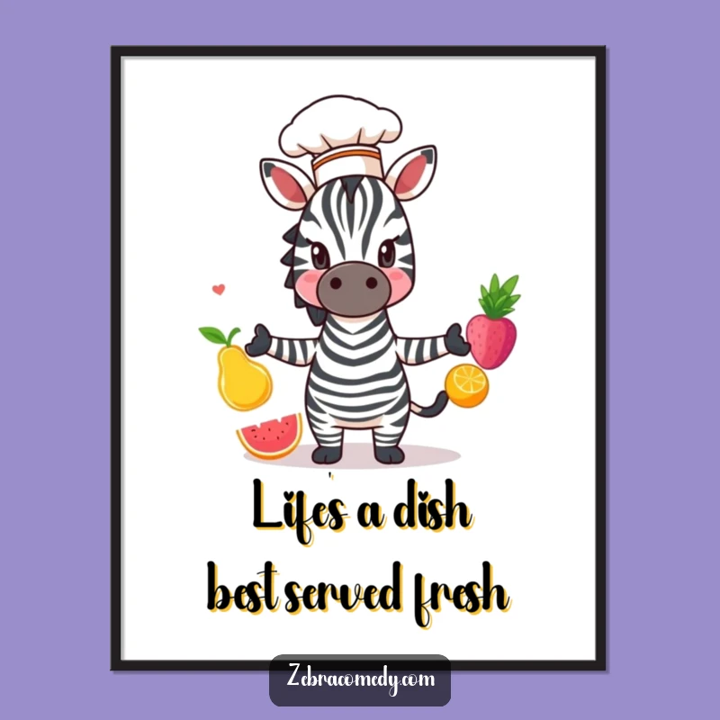 Free Printable Wall Art: Juggling Chef Zebra, Funny Culinary Downloadable Art