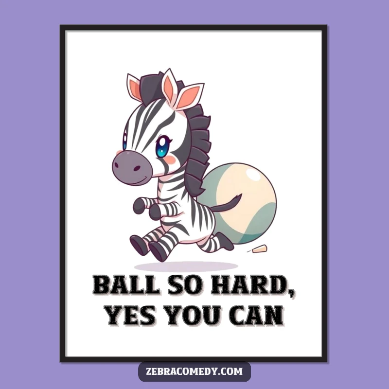 Free Printable Wall Art: Playful Zebra & Ball - Funny Decor Downloadable!