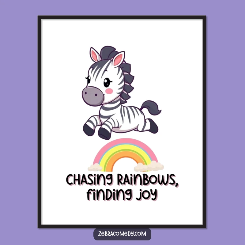 Free Printable Wall Art: Zebra Jumping Rainbow, Whimsical & Funny Downloadable Art