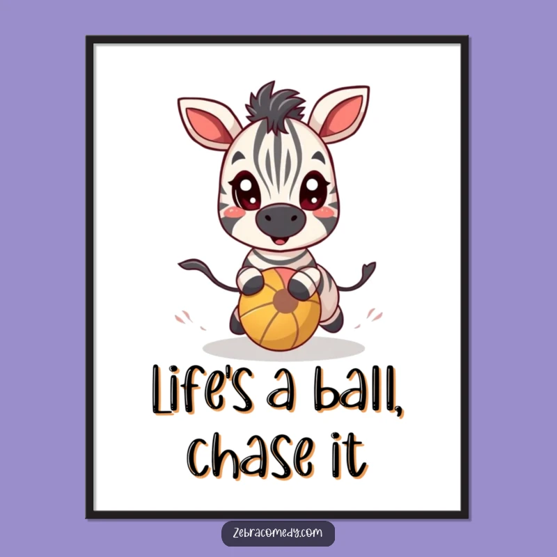 Free Printable Zebra Ball Chase Wall Art: Playful Downloadable Decor for Any Room