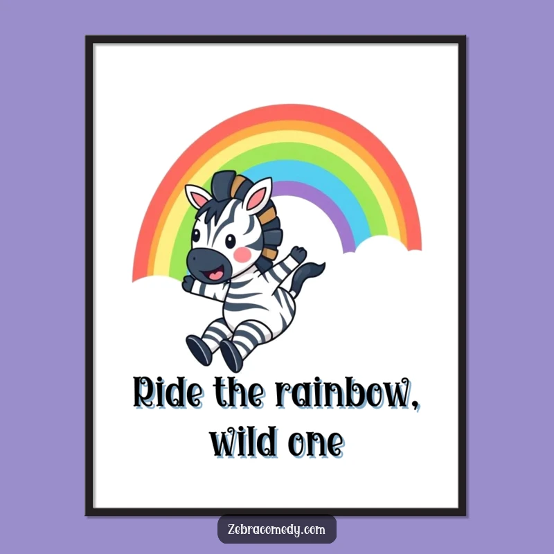 Funny Zebra Rainbow Art Free Printable: Sliding Gift, Joyful Downloadable Decor