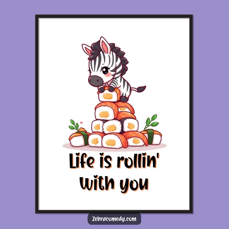Funny Free Printable Wall Art: Giddy Zebra on Sushi - Hilarious Downloadable Art