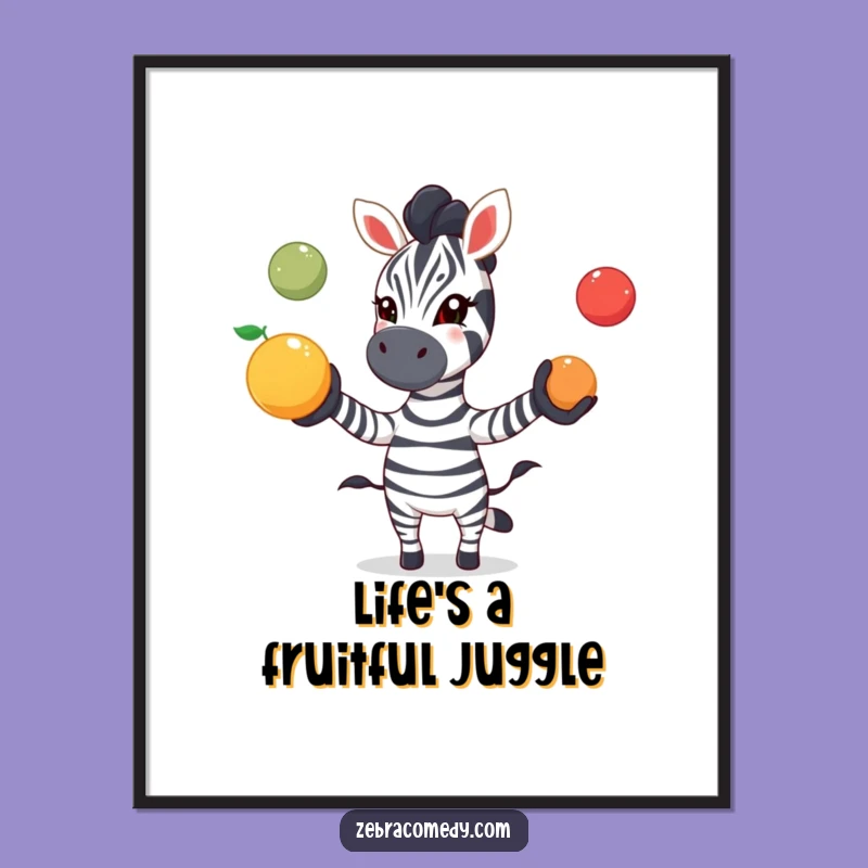 Funny Zebra Wall Art Free Printable: Fruit Juggling Decor