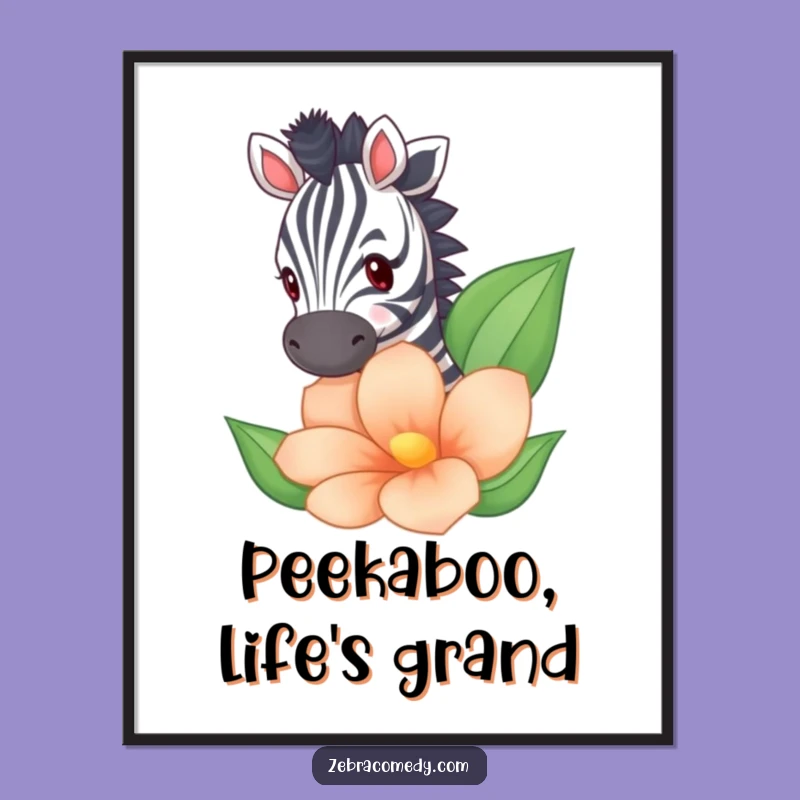 Funny Free Printable Wall Art: Zebra Behind Flower - Downloadable Decor