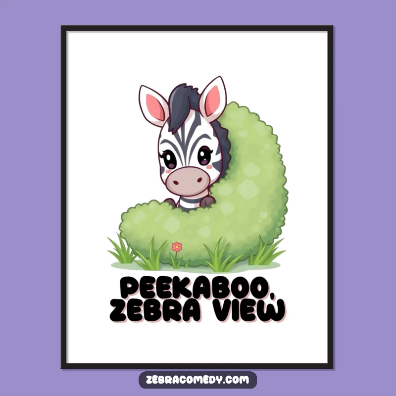 Playful Free Printable Wall Art: Zebra Hiding Bush Art Downloadable Decor