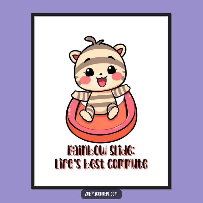 Free Printable Wall Art: Funny Striped Character Rainbow Slide - Quirky Downloadable Decor