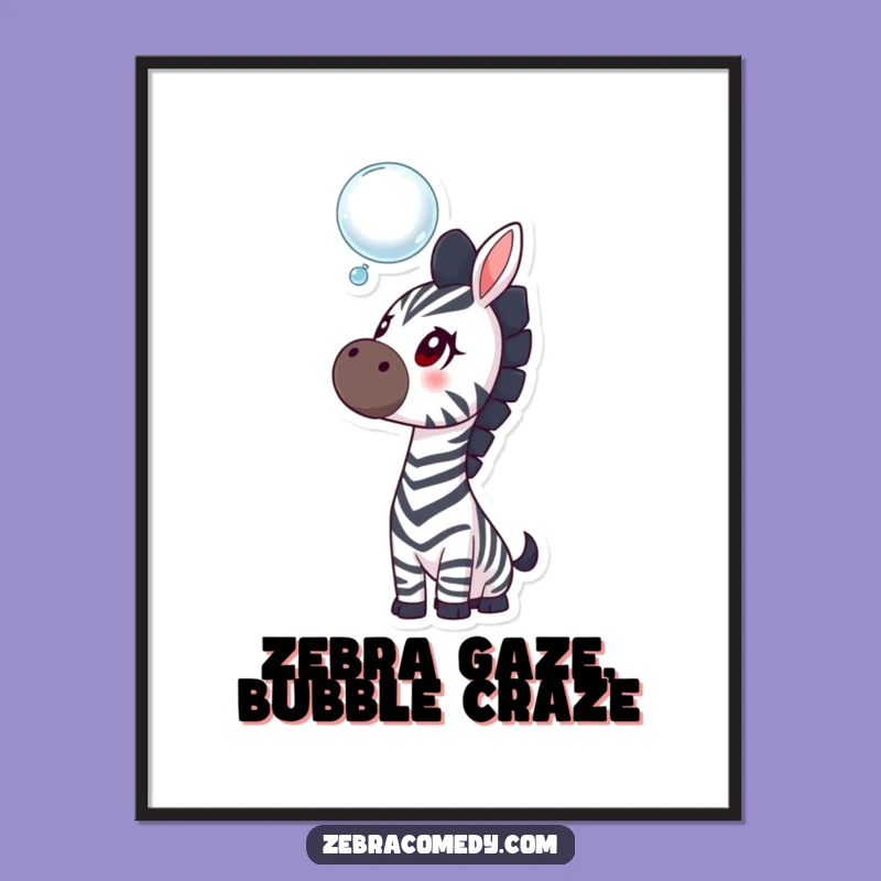 Whimsical Free Printable Wall Art: Curious Zebra Bubble Dream Downloadable Decor