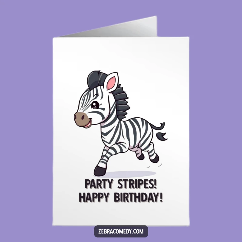 Free Printable Birthday Card: Galloping Zebra Cub for a Festive Downloadable Gift