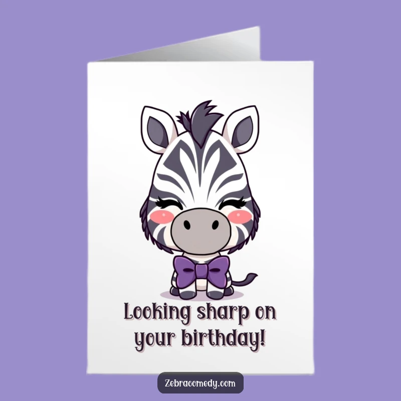 Free Printable Birthday Card: Winking Zebra with Bowtie - Funny Downloadable Gift