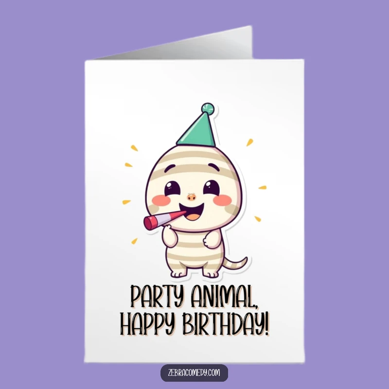 Free Printable Party Character Birthday Card: Funny Stripey Downloadable Greeting