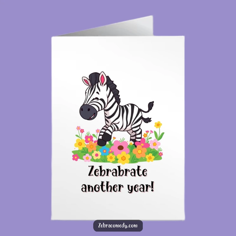 Free Printable Zebra Birthday Card: Hilarious Slip-On-Flowers Design for Laughs