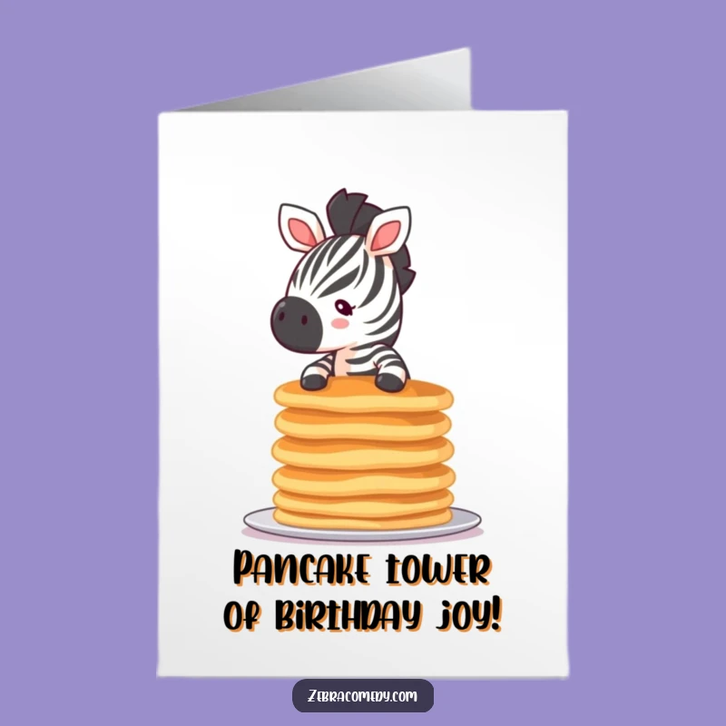 Funny Free Printable Birthday Card: Zebra & Pancake Tower Downloadable Gift