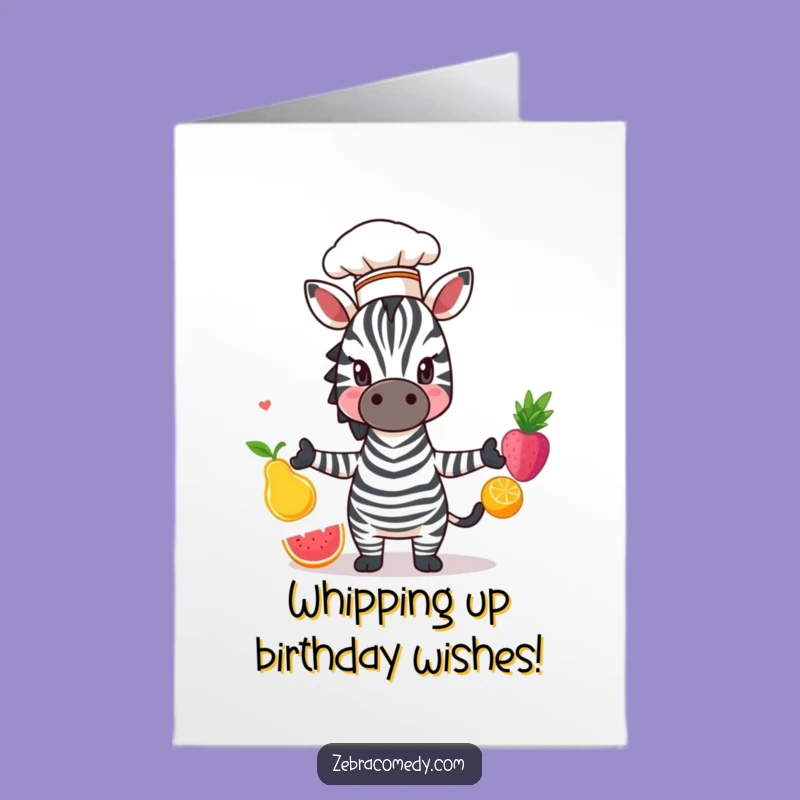 Free Printable Birthday Card: Juggling Chef Zebra!, Funny Culinary Downloadable Greeting