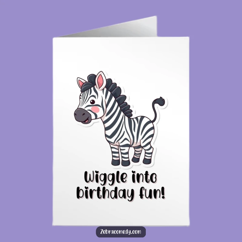 Free Printable Birthday Card: Wavy Stripe Zebra - Funny Downloadable Gift