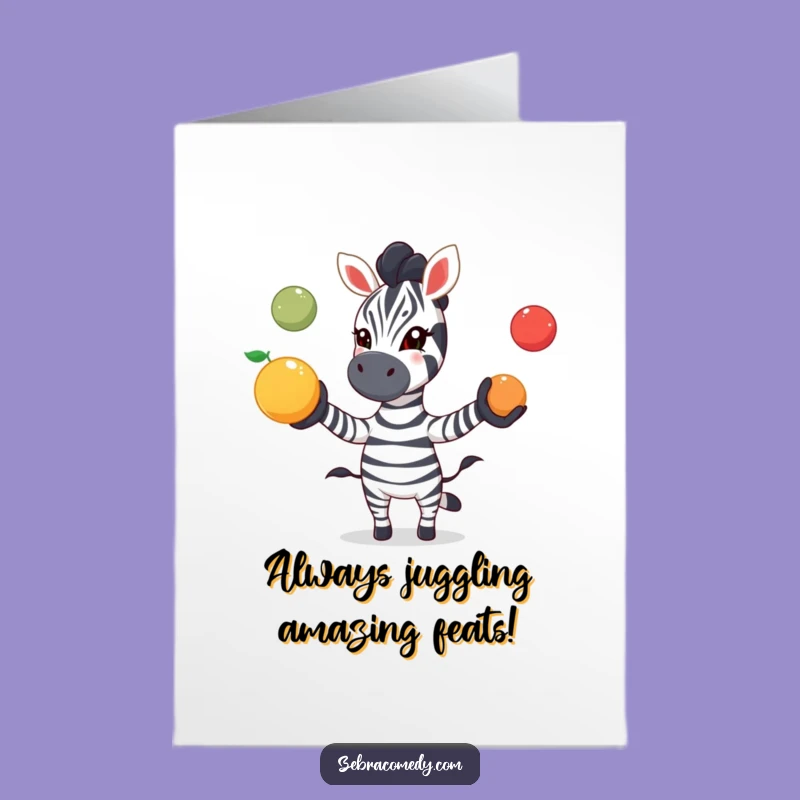 Zebra Congrats Card Free Printable: Fruit Juggling Celebration