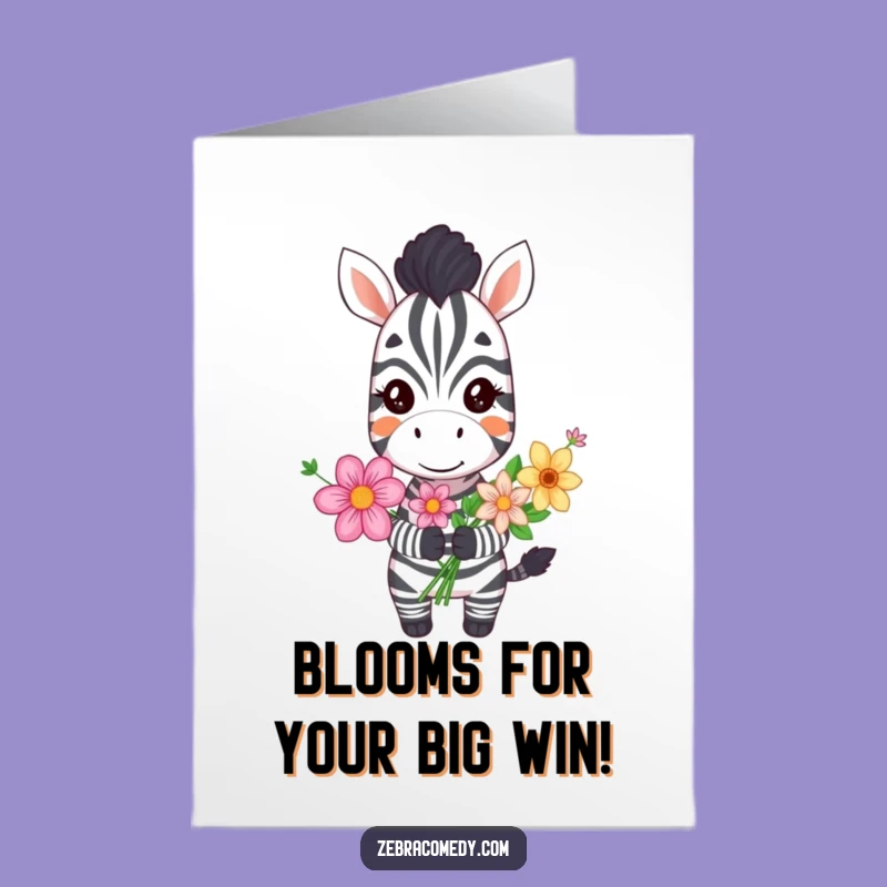 Free Printable Congrats Card: Silly Zebra Flowers for Your Win Downloadable
