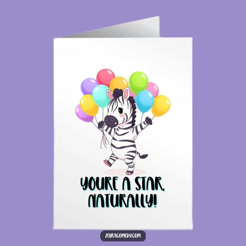 Free Printable Congrats Card: Dancing Zebra & Balloons - Humorous Downloadable Gift!