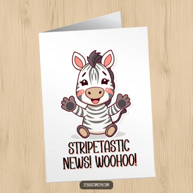 Funny Free Printable Congratulations Card: A jubilant zebra beaming, hooves clapping with excitement to celebrate a momentous occasion.