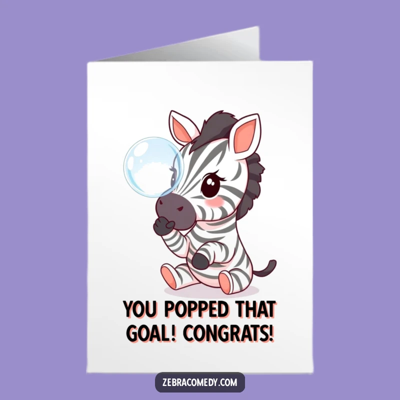 Free Printable Congrats Card: Playful Zebra & Bubble - Cute Downloadable