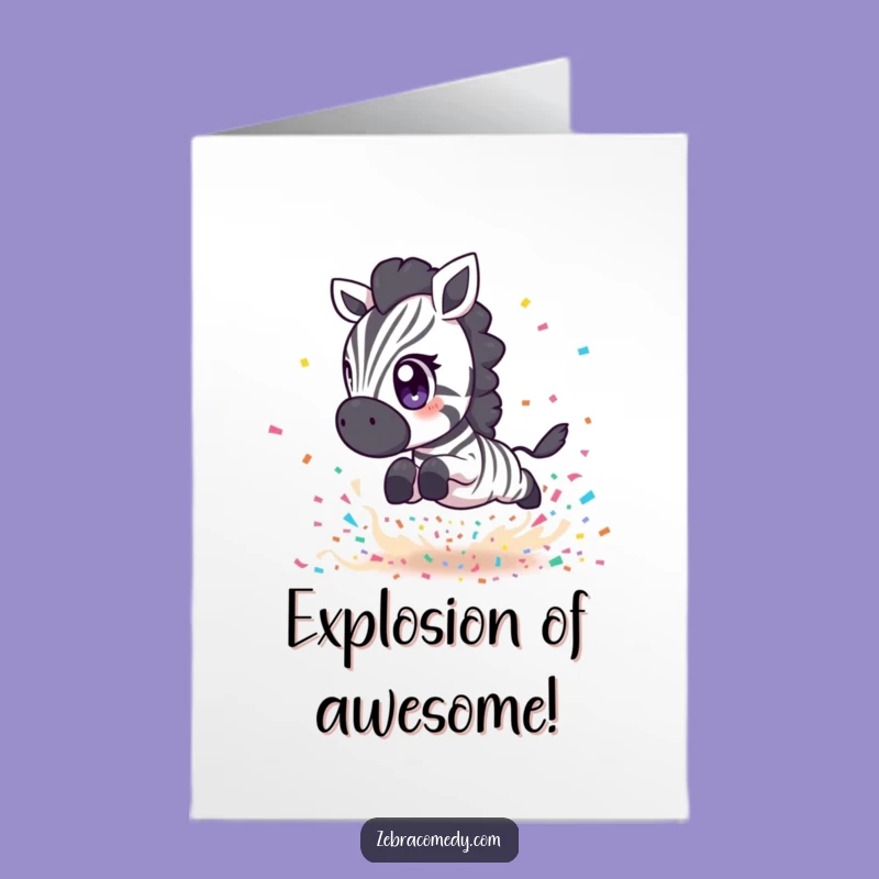 Free Printable Congrats Card: Zebra Confetti Leap - Humorous Downloadable!