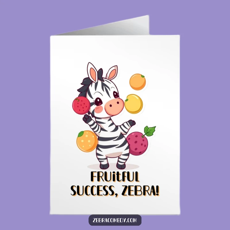 Free Printable Congrats Card: Zebra Juggling Fruit - Funny Downloadable Gift