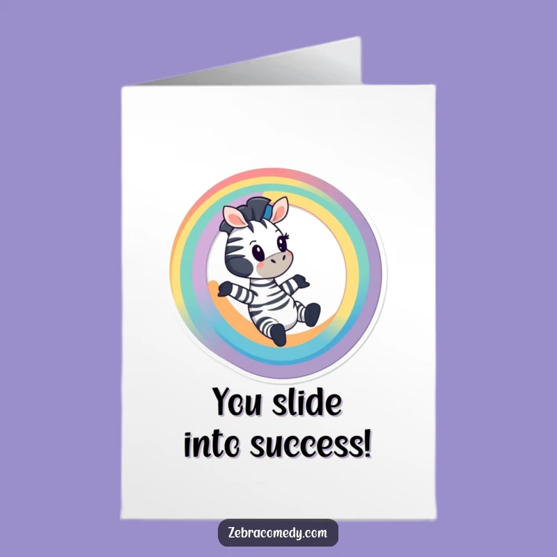 Free Printable Congrats Card: Zebra Rainbow Slide - Humorous Downloadable!