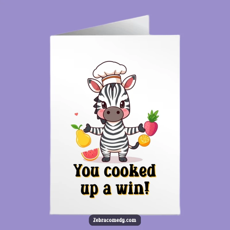 Free Printable Congratulations Card: Juggling Zebra Chef!, Celebrate with Funny Downloadable Art