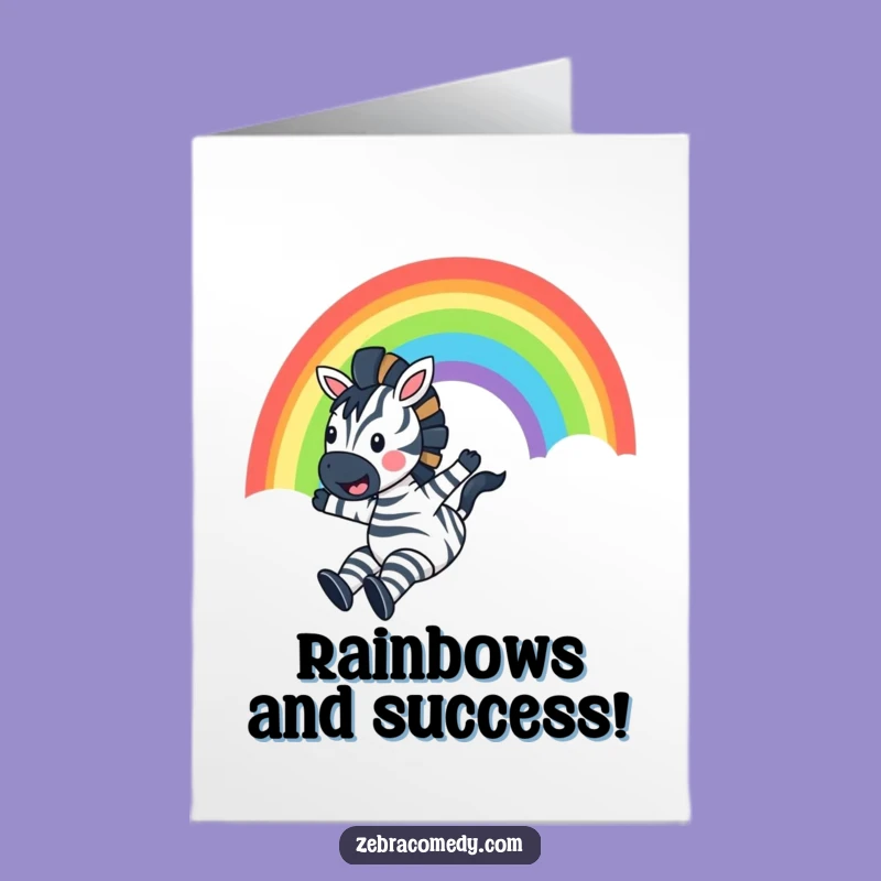 Excited Zebra Congrats Card Free Printable: Rainbow Ride Downloadable Gift