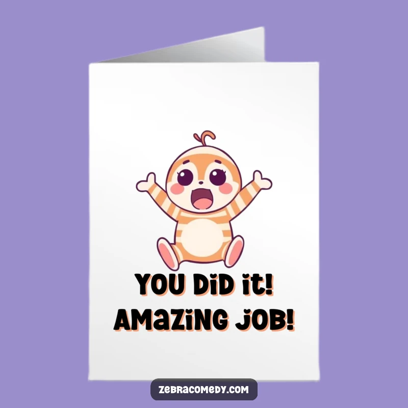 Free Printable Congrats Card: Joyful Jumping Zebra for Your Awesome Achievement Gift