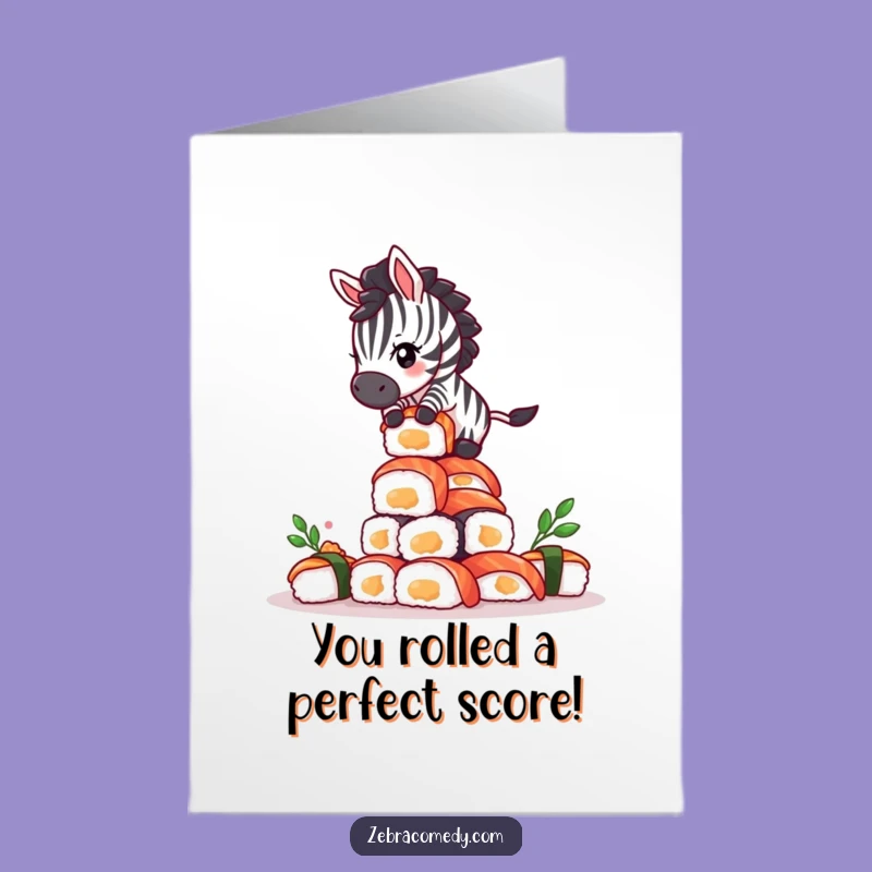 Free Printable Congrats Card: Giddy Zebra Sushi Balance - Funny Downloadable Gift