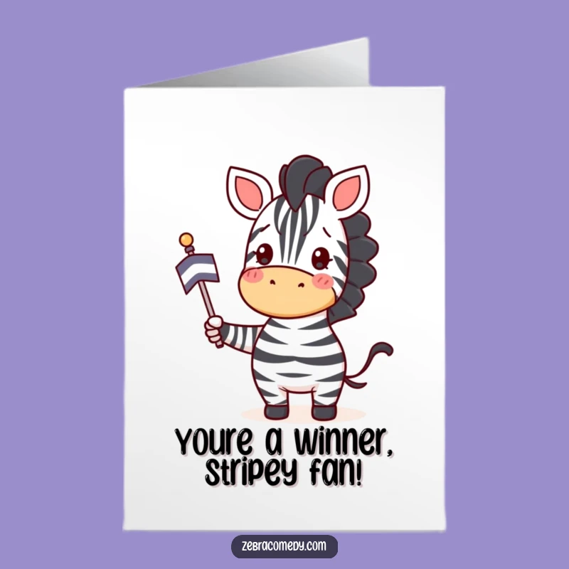 Free Printable Congrats Card: Zebra Flag Wave, Hilarious Celebration Downloadable Art