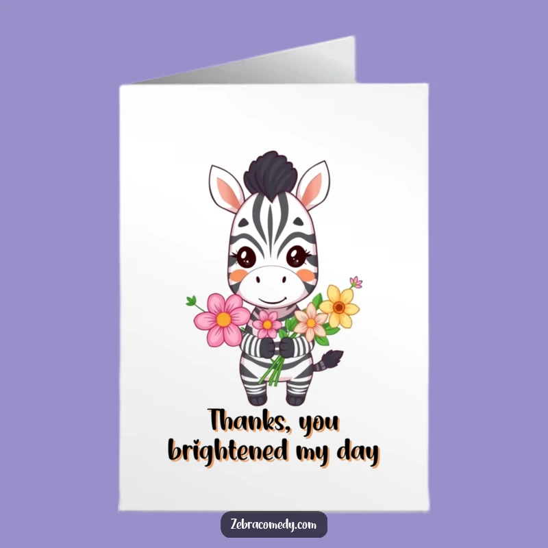 Charming Free Printable Thank You Card: Grinning Zebra Bouquet Downloadable