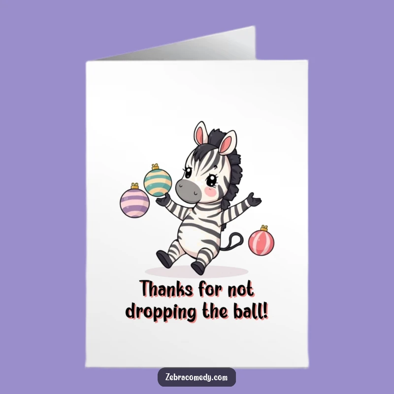 Free Printable Thank You Card: Clumsy Zebra Juggles, Funny Gratitude Downloadable Gift