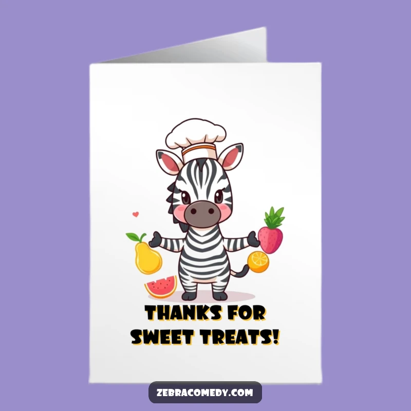 Free Printable Thank You Card: Juggling Zebra Chef, Express Gratitude with Funny Downloadable Art